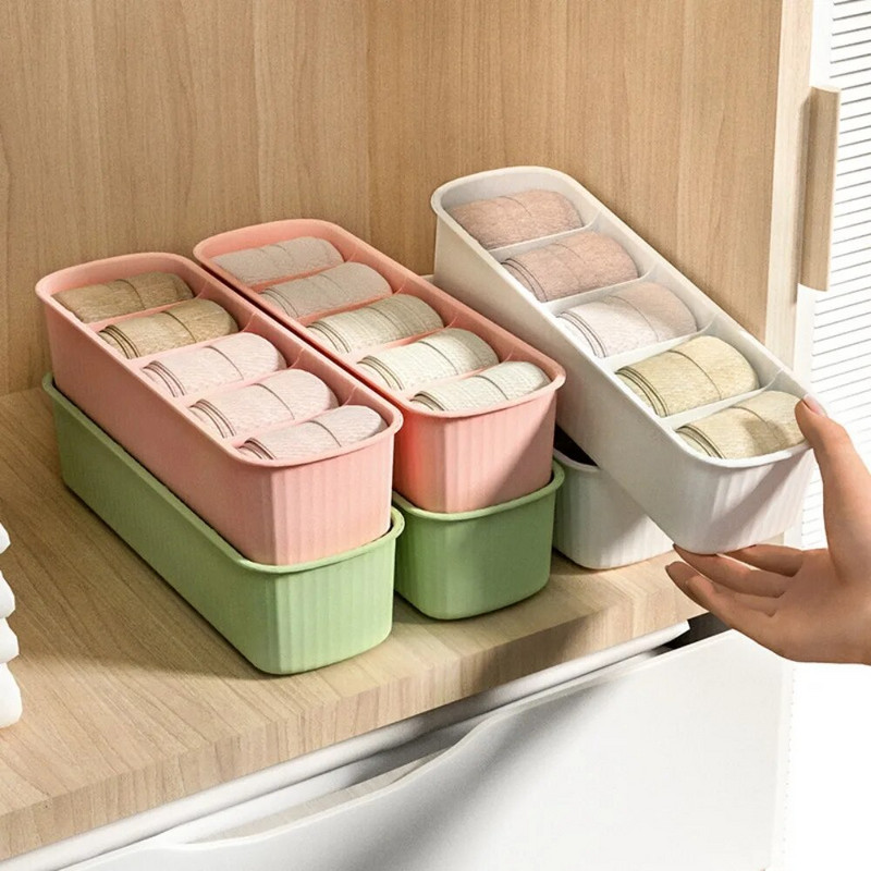 5 rácsos zokni tároló doboz új kiváló minőségű műanyag egymásra rakható melltartó fehérnemű doboz egyszínű gardróbszervezők Kezdőlap