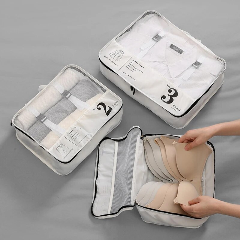 Utazásszervező Tárolótáskák Bőrönd Csomagoló Szett Alapvető tárolótokok Hordozható poggyászrendező Ruha Cipőtasak