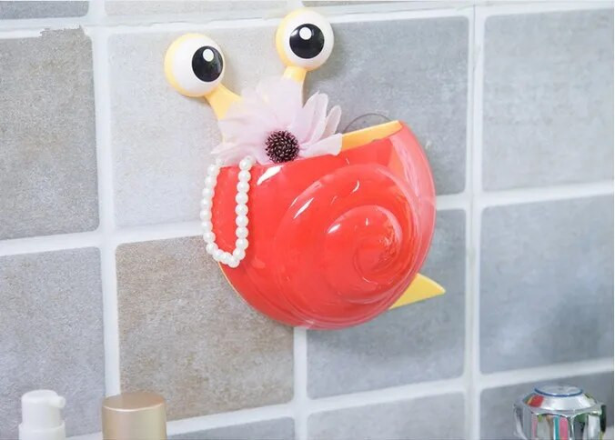 1vnt dantų šepetėlio laikiklis vonios kambario rinkiniui Gaminys Cute Cartoon Sucker Hook dantų šepetėlio laikiklis Snail Vonios lentyna OK 0525