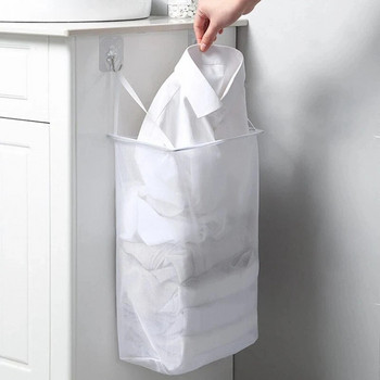 Сгъваема мрежеста дишаща чанта за кошница за пране Монтирана на стена Мръсни дрехи Органайзери за различни вещи Детски бебешки играчки Чанта за пране за съхранение