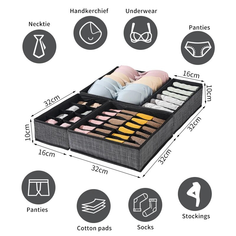 Sutien sport Organizator de lenjerie de corp Cutie de depozitare chiloți șosete Cutii de depozitare Garderoba Organizator de haine Dulap Sertare Cutie separatoare