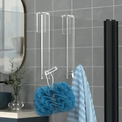 Akrüülist vannitoa dušiukse konks klaasukse kohal duširätikuhoidja, löögita vannitoa hommikumantli riidepuu läbipaistvad käterätikukonksud