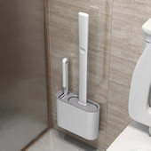 Falra akasztható WC-kefe tartóval, hosszú nyelű szilikon WC-kefe puha sörtéjű WC-kefe fürdőszobai kiegészítők