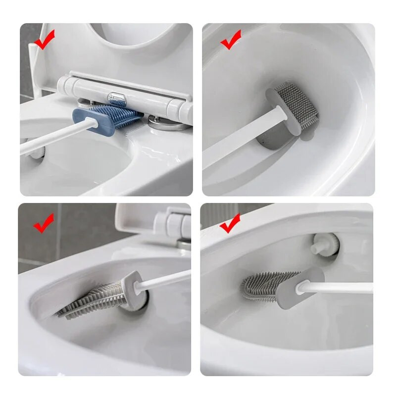 Sieninis tualeto šepetys su laikikliu ilgomis rankenomis silikoninis tualeto šepetys minkštų šerių WC valymo šepetys Vonios kambario priedai