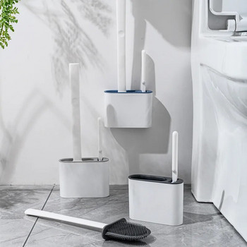 Силиконова TPR четка за тоалетна и държач Четка за тоалетна чиния с комплект държачи Окачена на стена четка за тоалетна Силиконови косми за под