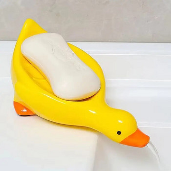 Κουτί σαπουνιού Yellow Duck Shape Cartoon Πιάτο σαπουνιού Αποστραγγιζόμενη θήκη σαπουνιού Δοχείο σαπουνιού Πιάτο για δίσκο Αξεσουάρ μπάνιου 1 τεμ.