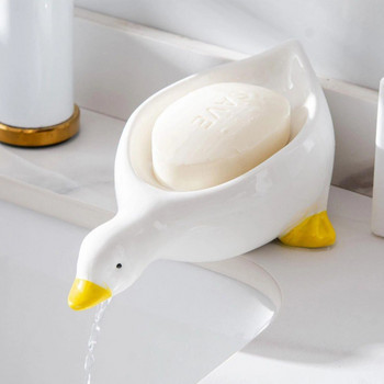 Κουτί σαπουνιού Yellow Duck Shape Cartoon Πιάτο σαπουνιού Αποστραγγιζόμενη θήκη σαπουνιού Δοχείο σαπουνιού Πιάτο για δίσκο Αξεσουάρ μπάνιου 1 τεμ.