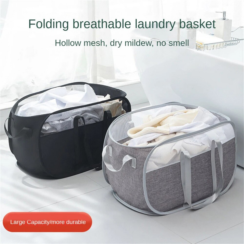 Φορητό καλάθι πλυντηρίων ρούχων Μπλε Εξοικονομήστε χώρο Υγιές και άοσμο Εύκολα διπλώνετε και αποθηκεύετε οικιακά σκεύη μεγάλης χωρητικότητας Γκρι Μαύρο