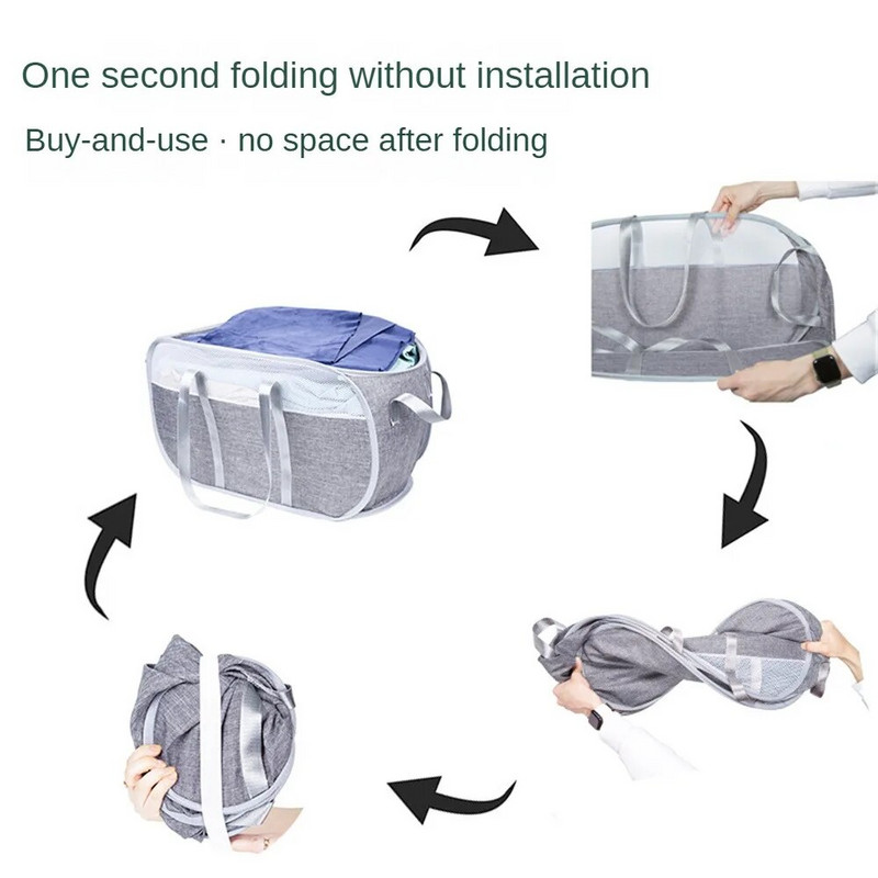 Φορητό καλάθι πλυντηρίων ρούχων Μπλε Εξοικονομήστε χώρο Υγιές και άοσμο Εύκολα διπλώνετε και αποθηκεύετε οικιακά σκεύη μεγάλης χωρητικότητας Γκρι Μαύρο