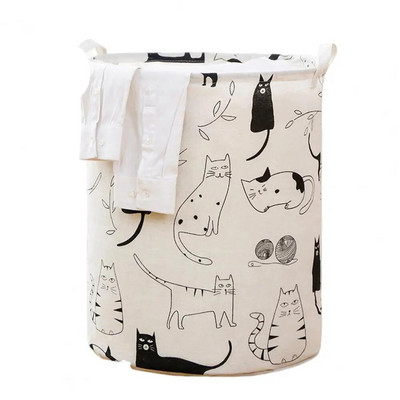 Издръжлива кошница за мръсни дрехи Свободностояща кошница за пране Здрава дръжка Многофункционална кошница за мръсни дрехи с щампа на котешки лъв