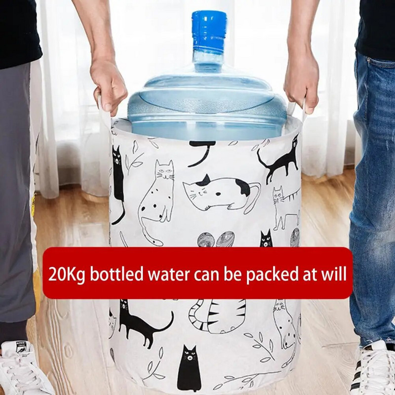 Издръжлива кошница за мръсни дрехи Свободностояща кошница за пране Здрава дръжка Многофункционална кошница за мръсни дрехи с щампа на котешки лъв