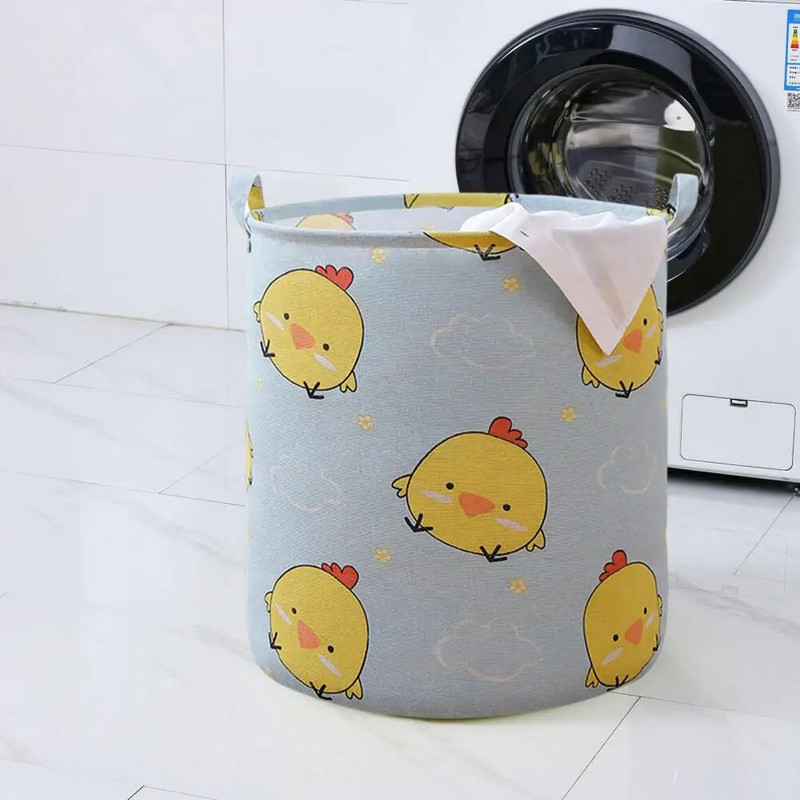 Издръжлива кошница за мръсни дрехи Свободностояща кошница за пране Здрава дръжка Многофункционална кошница за мръсни дрехи с щампа на котешки лъв