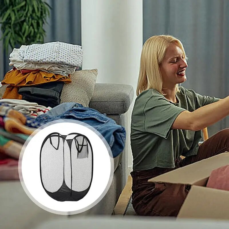 Coș de rufe pliabil Coș de depozitare pentru rufe Coș pliabil din plasă cu mânere de transport pentru haine articole diverse rechizite pentru casă