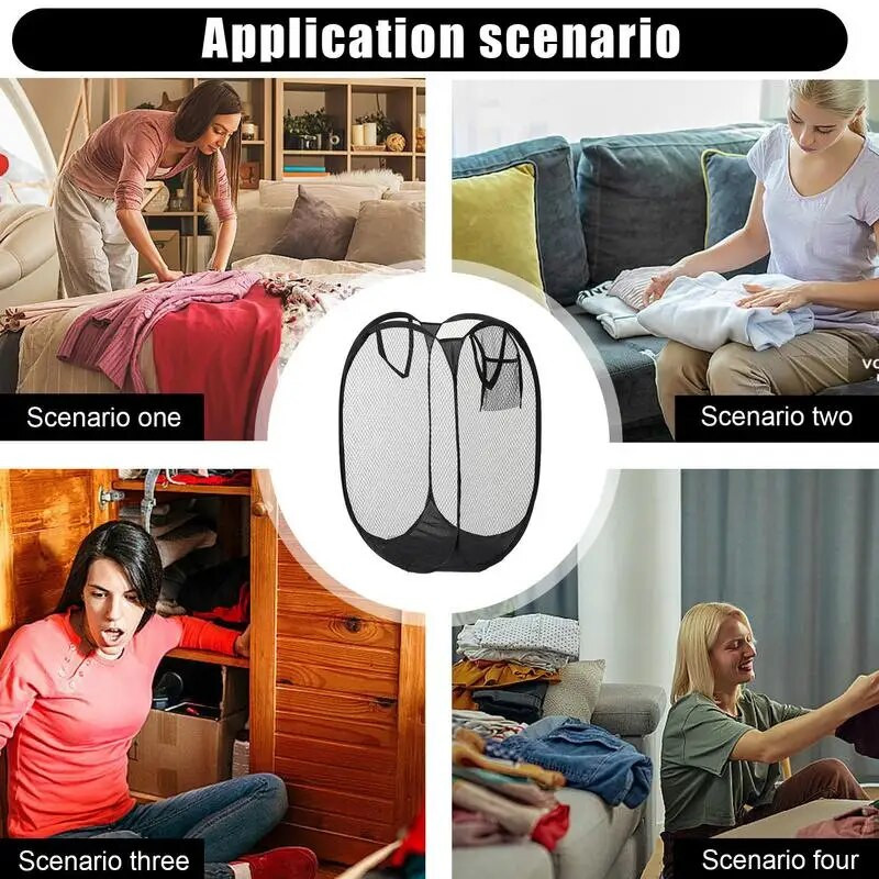 Coș de rufe pliabil Coș de depozitare pentru rufe Coș pliabil din plasă cu mânere de transport pentru haine articole diverse rechizite pentru casă