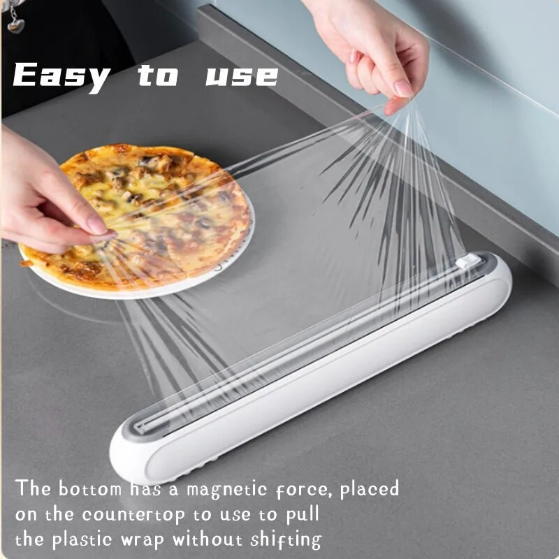 Nauja maistinė plėvelė plastikinė plėvelė pjaustymo dėžutė prie sienos montuojama magnetinė aliuminio folija, slankiklis, tamprus plėvelės pjaustytuvas virtuvės priedai