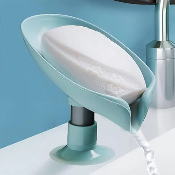 Съхранение на чиния за сапун с вендуза за пране Форма на лист за пране Кутия за сапун Дренаж Неплъзгаща се поставка за сапун Аксесоари за баня Сапунерка