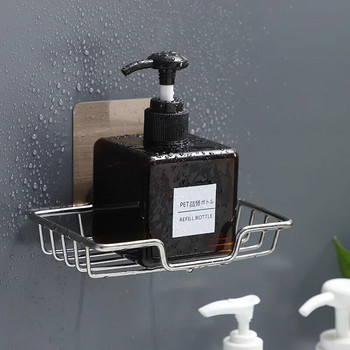 Висококачествена поставка за сапун Стенен държач за сапун Съд за сапунена гъба от неръждаема стомана Аксесоари за баня Съдове Самозалепващи се