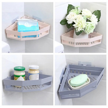 Traceless пластмасова кухненска стойка за съхранение на баня, органайзер, креативен кух ъглов рафт за баня, държач за шампоан, домашни аксесоари