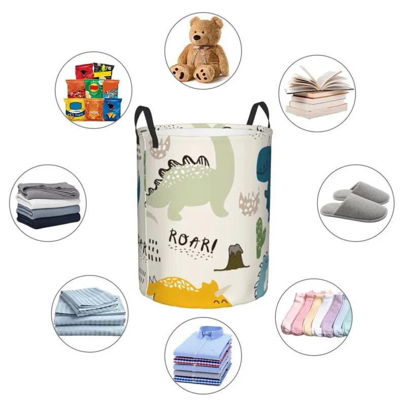 Vandeniui atsparus krepšys Animacinių filmų dinozauras su riaumojančiu buityje nešvarių skalbinių krepšelis sulankstomas laikymo kibiras Drabužiai žaislai arba nauji metai
