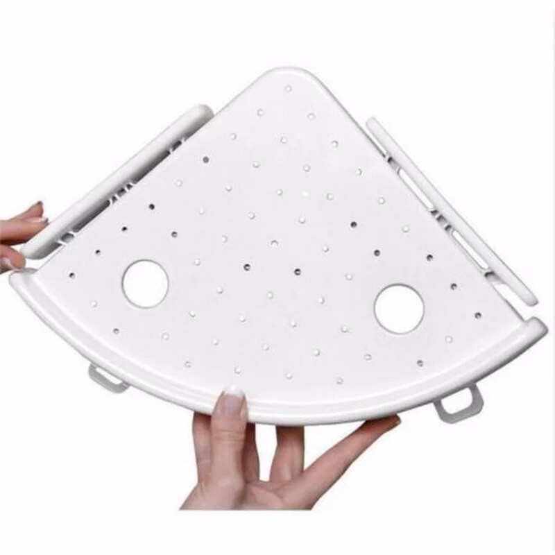 Háztartási fürdőszoba sarok tároló tartó falra szerelhető háromszög alakú zuhanypolc szívókorong sampon szappan cucc tároló állvány