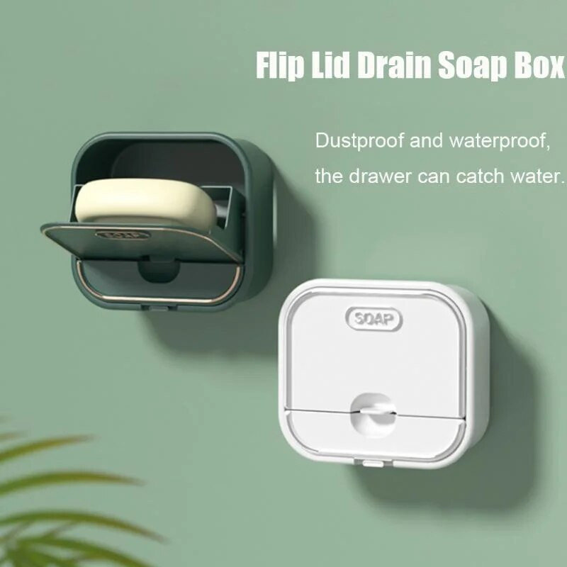 Plastična posuda za sapun s poklopcem Zidna kutija za sapun bez bušenja Spremnik za drenažu Držač sapuna Polica za odlaganje kupaonskog pribora