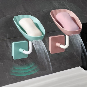 Отцеждаща се кутия за сапун без перфорация Монтирана на стена поставка за сапун Креативен държач за сапун без вода