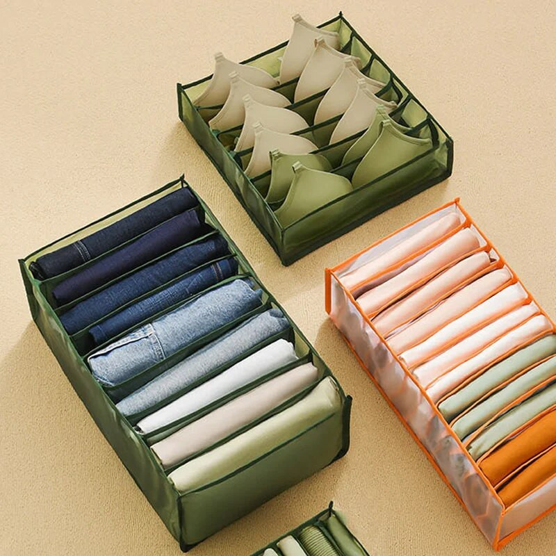 Fiókelválasztó Szekrény szervezés Farmer tároló doboz zokni fehérnemű Ruha rendszerező összecsukható nadrágokhoz Rövidnadrágok Otthoni szervezők