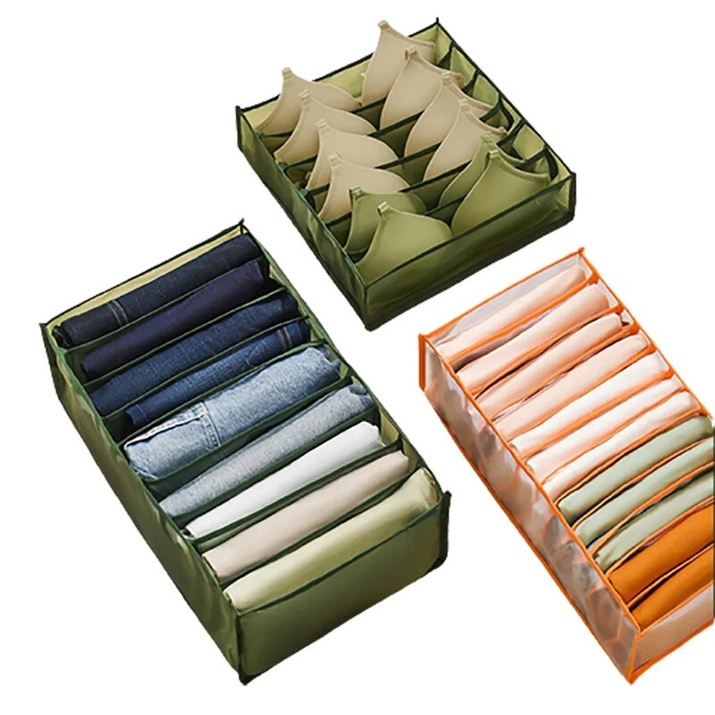 Fiókelválasztó Szekrény szervezés Farmer tároló doboz zokni fehérnemű Ruha rendszerező összecsukható nadrágokhoz Rövidnadrágok Otthoni szervezők