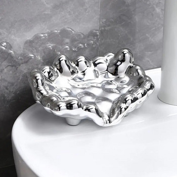 Бързо източване Бяла/Златна/Сребриста сапунена чиния Умивалник Тава за съхранение на плота Аксесоари за тоалетна