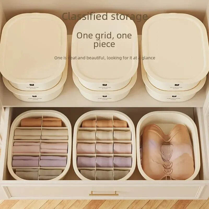 Καλυμμένο κουτί αποθήκευσης με 10 πλέγμα Dustproof Κάλτσες Εσώρουχα Κάλτσες Οικιακή χρήση Συρταριέρα Στυλ Organizer Box Εσώρουχα
