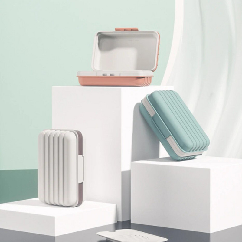 Vonios kambario muilo indas su dangteliu Namų plastikinė muilo dėžutė, nepralaidi nuotėkiui, išlaiko muilą sausą muilo indą Kelionių reikmenys