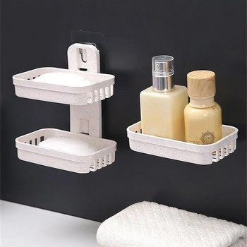 Кутия за сапун без перфорация, монтирана на стена, еднослойна вендуза, висяща на стената поставка за сапун, поставка за баня, кухненска кутия за съхранение