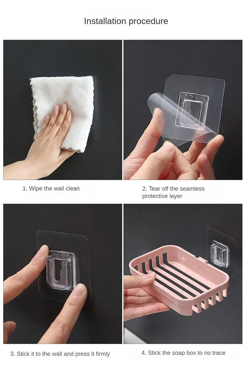 Muilo dėžutė be smūgių Sienoje montuojama vieno dvigubo sluoksnio siurbimo taurė prie sienos pakabinama muilo lentynėlė Vonios kambario stovo virtuvės laikymo dėžutė