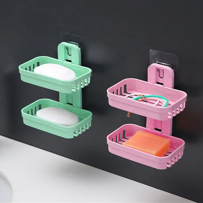 Muilo dėžutė be smūgių Sienoje montuojama vieno dvigubo sluoksnio siurbimo taurė prie sienos pakabinama muilo lentynėlė Vonios kambario stovo virtuvės laikymo dėžutė