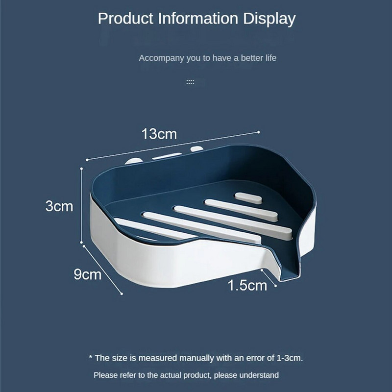 Dvisluoksnis muilo laikiklis prie sienos tvirtinama muilo dėžutės lentynėlė be perforavimo muilo dėžutė Kūrybinė nusausinimo laikymo lentyna Buitinė kontrastinga spalva