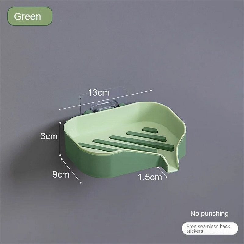 Dvisluoksnis muilo laikiklis prie sienos tvirtinama muilo dėžutės lentynėlė be perforavimo muilo dėžutė Kūrybinė nusausinimo laikymo lentyna Buitinė kontrastinga spalva