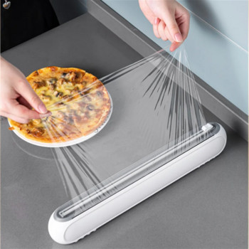 Νέο κουτί κοπής πλαστικού περιτυλίγματος Επιτοίχιο μαγνητικό βεντούζα με ρυθμιζόμενο κόφτη πλαστικού περιτυλίγματος Αποθήκευση τροφίμων κουζίνας οικιακής χρήσης
