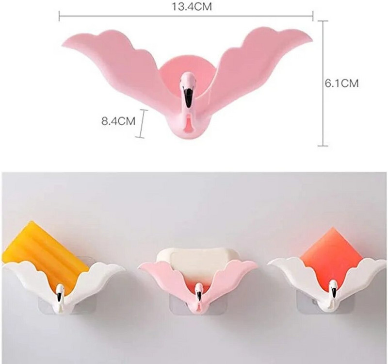 2Pcs Flamingo posuda za sapun Strong Traceless Drain Stalak za sapun za Keep Soap Kemijska čistionica Zaštitna posuda za sapun za tuširanje Kupaonski alati
