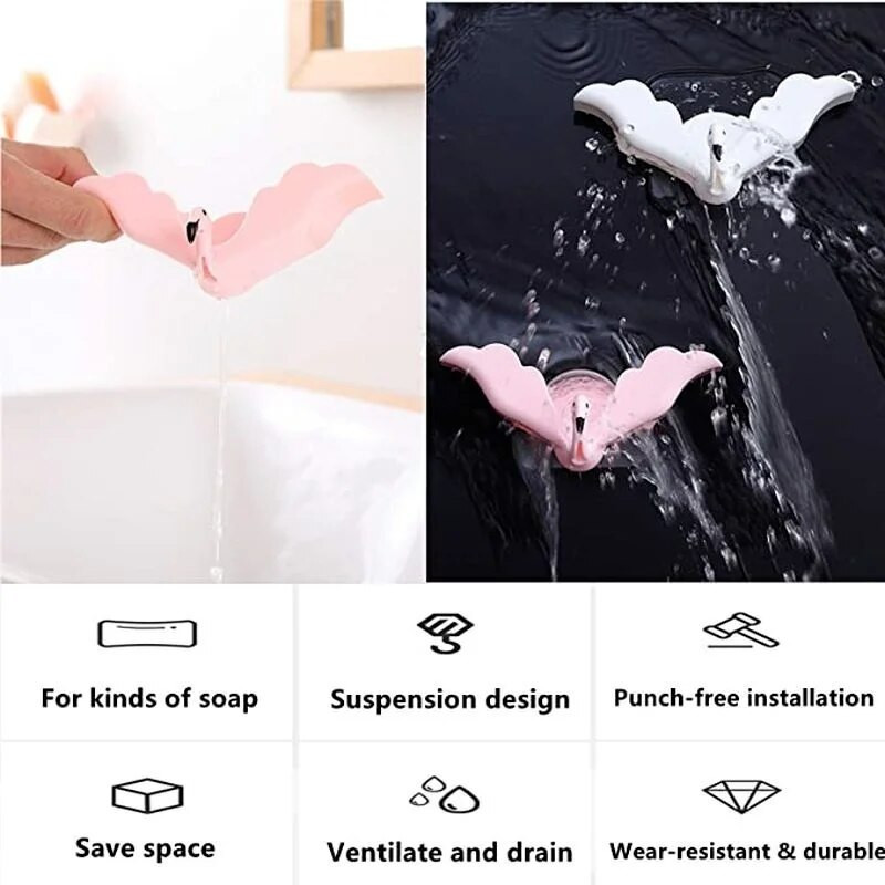 2Pcs Flamingo posuda za sapun Strong Traceless Drain Stalak za sapun za Keep Soap Kemijska čistionica Zaštitna posuda za sapun za tuširanje Kupaonski alati
