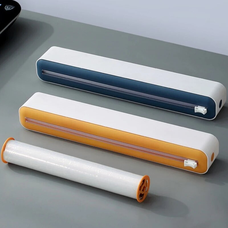 2 viename plastiko įvyniojimo dozatorius, plėvelės dozatorius, pjaustytuvas Saran įvyniojimo dozatorius aliuminio folijos pergamentinio popieriaus purkštukas virtuvės įrankis