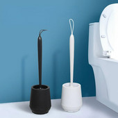 Baie Perie de toaletă neagră Cap de perie din silicon TPR moale Fără colțuri moarte Acasă Perii de curățare pe podea Accesorii WC