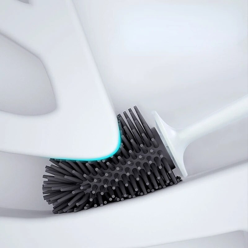 Vonios kambario juodas tualeto šepetys Minkštas TPR silikoninis šepečio galvutė be negyvų kampų Namų ant grindų pastatomi valymo šepečiai WC Priedai