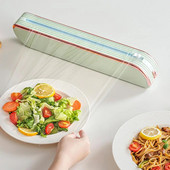 Plėvelės dozatorius Magnetinis plastikinis apvyniojimo pjaustytuvas virtuvės laikymui Vietą taupantis dozatorius apvyniojimo folijos laikikliui indams siurbtukas