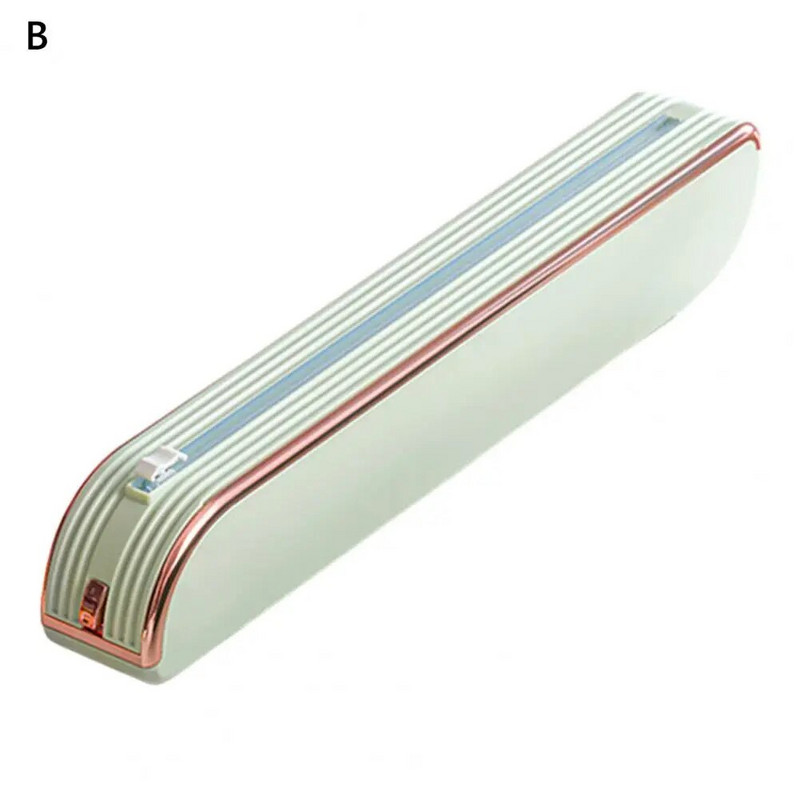 Plėvelės dozatorius Magnetinis plastikinis apvyniojimo pjaustytuvas virtuvės laikymui Vietą taupantis dozatorius apvyniojimo folijos laikikliui indams siurbtukas