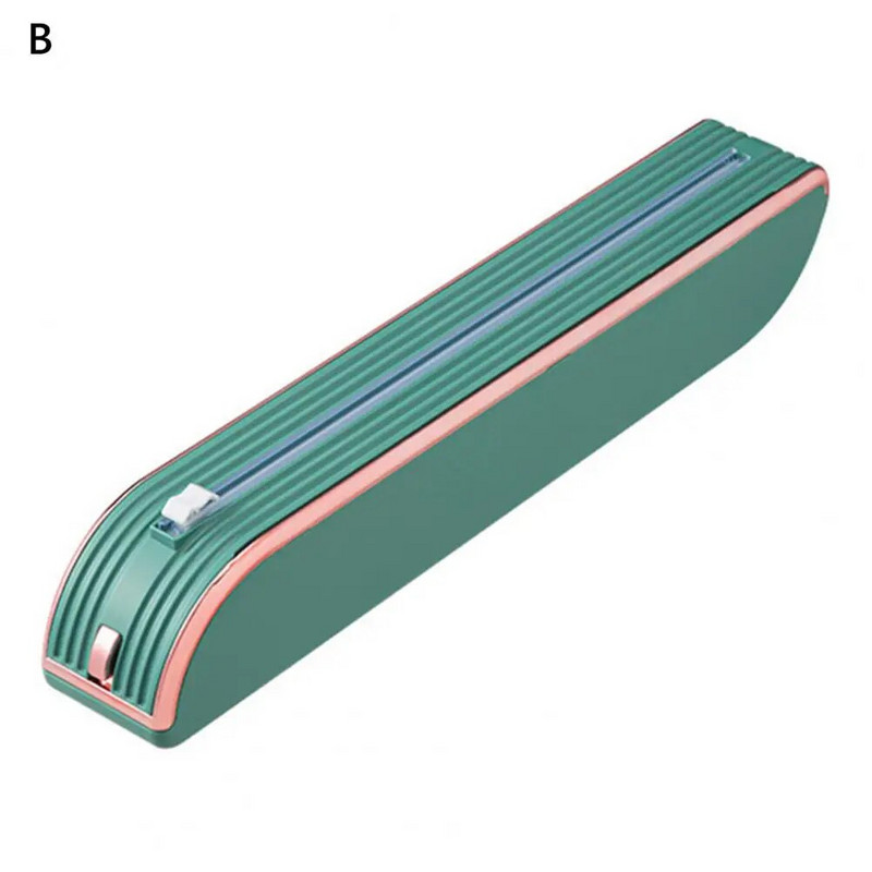 Plėvelės dozatorius Magnetinis plastikinis apvyniojimo pjaustytuvas virtuvės laikymui Vietą taupantis dozatorius apvyniojimo folijos laikikliui indams siurbtukas