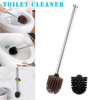 WC kefe szilikon fejek rozsdamentes acél fogantyúk csere tisztítóeszköz Cserélhető sörték Kényelmes, könnyen tisztítható