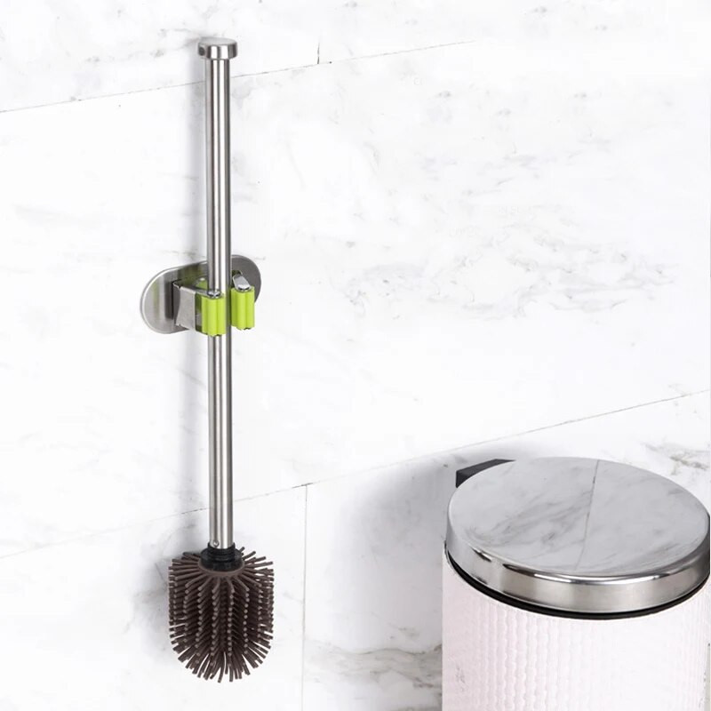 Tualeto šepetėlio silikoninės galvutės, nerūdijančio plieno rankenos Keičiamas valymo įrankis Keičiami šereliai Patogus, lengvas valymas
