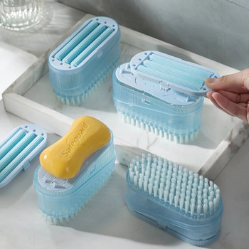 Многофункционална кутия за сапун Тип ролкова четка за баня Държач за чиния за сапун Кутия за оттичане на сапун за пране Неплъзгаща се пяна за измиване