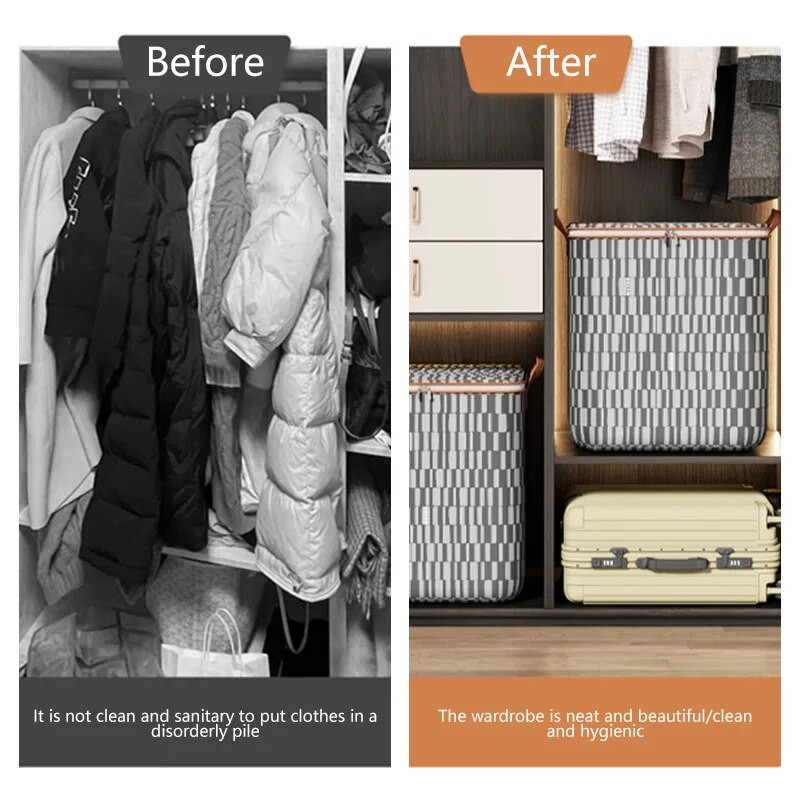 „Houndstooth“ drabužių antklodžių dėžės konteinerių laikikliai su rankenomis audinių laikymo maišeliai su dangčiais miegamojo spintai