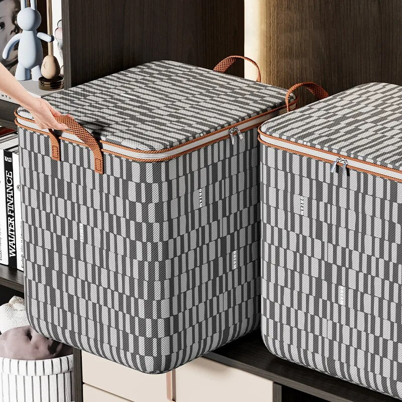 „Houndstooth“ drabužių antklodžių dėžės konteinerių laikikliai su rankenomis audinių laikymo maišeliai su dangčiais miegamojo spintai